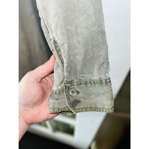 Express Women’s Size Small Roll Tab Long Sleeved Distressed Faded Mini Dress - Picture 7 of 14